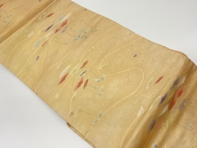 JAPANESE KIMONO / VINTAGE NAGOYA OBI / WOVEN ABSTRACT FLOWERS